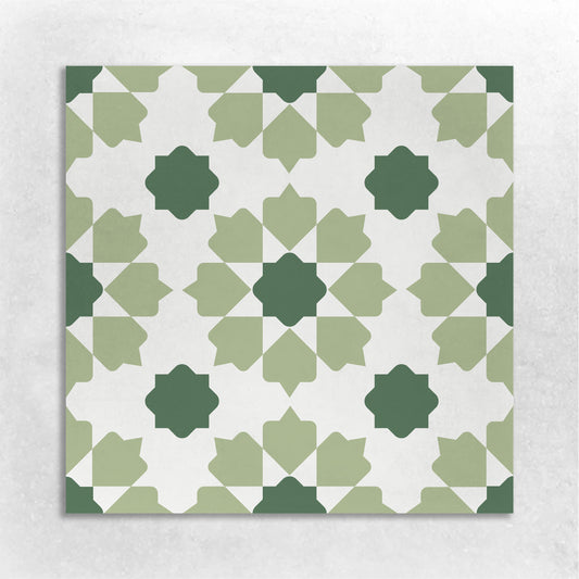 Encaustic Cement Tile, Concrete Tile, Moroccan Pattern Tiles, green, white colors