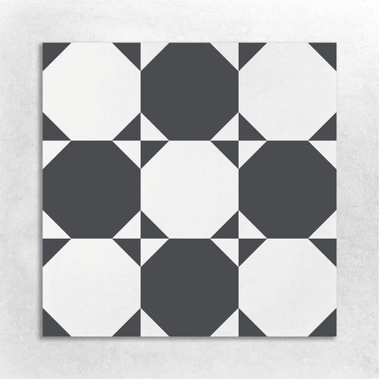 8x8 cement tile pattern black and white octagon mosaics